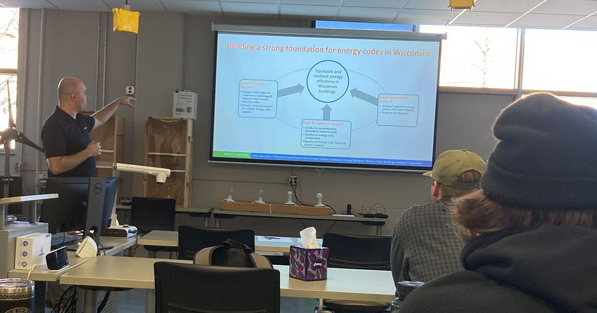 John delivering a presentation on Wisconsin Energy Codes